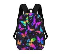 sinyumoney Neon Butterfly Wallpaper Mochila De Negocios Para Portátil, Mochila Unisex Informal Para Niñas, Niños Y Adolescentes 17inch