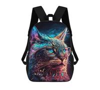 sinyumoney Neon Cat Glasses Art Print -1 Mochila Escolar Infantil De 17 Pulgadas Con Estampado 3D De Películas De Anime Para Niños, Mochila De Viaje, Mochila Escolar Infantil