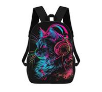 sinyumoney Neon Cat Headphones Art Print Mochila Escolar, Mochila De Negocios, Mochila Impermeable Para Libros, Para Acampar, Aventuras Al Aire Libre Y Viajes Diarios 17inch