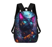 sinyumoney Neon Cat in Forest Mochilas Infantiles Impresas En 3D Para Niños, Mochilas Escolares De Moda, Mochilas De Viaje, Mochilas Escolares Para Niños De Primaria 17inch