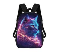 sinyumoney Neon Cat Portrait-11 Mochila Escolar Secundaria Informal Para Viajes, Mochilas Para El Campus, Actividades Al Aire Libre Y Deportes 17inch