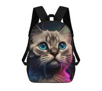 sinyumoney Neon Cat Portrait -8 Mochila Escolar Infantil Impresa En 3D Para Niños, Mochila De Viaje De Alta Capacidad, Bolsas Para Libros, Mochila Escolar Infantil 17inch