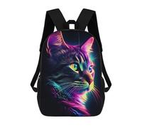 sinyumoney Neon Cat Portrait-8 Mochilas Para Niños Mochila Escolar Mochila Escolar Impresa En 3D Para Niños Estudiantes De Primaria Y Secundaria 17inch