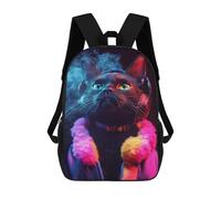 sinyumoney Neon Cat with Headphones Mochilas Infantiles Impresas En 3D Para Niños. Mochilas De Viaje De Moda Para Niños. Mochila Escolar Para Estudiantes De Primaria Y Secundaria.