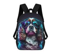sinyumoney Neon Cavalier King Charles Spaniel Glasses Mochilas Infantiles Mochila Escolar Impresa En 3D Para Niños Mochilas De Viaje Bolsas Para Libros Para Niños 17inch Mochila Escolar