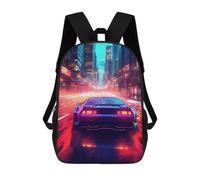 sinyumoney Neon City Drive Mochila Escolar Grande Para Niños Para El Campus, Actividades Al Aire Libre, Viajes Y Deportes 17inch