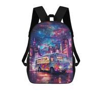 sinyumoney Neon City Food Truck Mochila Escolar Impresa En 3D 17inch Mochila Escolar Infantil Mochilas De Viaje Mochila Informal De Moda Para Niños Y Estudiantes