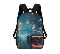 sinyumoney Neon Cityscape-1 Mochilas Infantiles Mochila Escolar Impresa En 3D Para Niños Mochilas De Viaje Bolsas Para Libros Para Niños 17inch Mochila Escolar