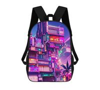 sinyumoney Neon Cityscape-68 Mochila Escolar Para Niños, Mochila Escolar Impresa En 3D Para Estudiantes De Primaria Y Secundaria 17inch
