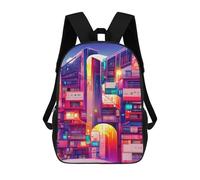 sinyumoney Neon Cityscape Mochila Escolar Impresa En 3D Mochila Escolar De Moda Para Niños Mochilas Para Niños Estudiantes De Secundaria 17inch