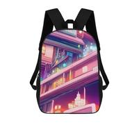 sinyumoney Neon Cityscape Mochila Escolar Infantil Con Impresión 3D, Mochila Escolar Informal Para Niños De Primaria Y Secundaria 17inch