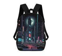 sinyumoney Neon Cityscape Under The Moon Mochilas Impresas En 3D Para Niños, Mochila Escolar, Mochila De Moda Para Niños De Primaria Y Secundaria 17inch
