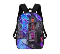 sinyumoney Neon Cityscape Vibrant Urban Art Mochila Infantil Escolar Para Niños Con Estampado 3D De Dibujos Animados, Mochila Escolar Para Estudiantes, Mochila Para Portátil Para Niños Y Niñas 17inch
