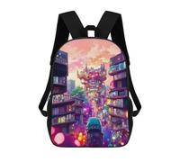 sinyumoney Neon Cityscape Vibrant Urban Fantasy -2 Mochila Escolar Infantil Con Impresión 3D, Mochila Escolar Informal Para Niños De Primaria Y Secundaria 17inch