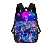 sinyumoney Neon Cityscape Vibrant Urban Night Skyline Mochila Escolar Impresa En 3D Para Niños, Mochila Escolar, Mochilas De Viaje, Bolso Informal De Moda Para Niños Y Estudiantes 17inch