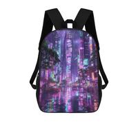 sinyumoney Neon Cityscape Vibrant Urban Nightlife Mochila Escolar De Moda, Mochila Para Material Escolar, Mochila Impermeable Informal Para Acampar, Aventuras Al Aire Libre Y Viajes Diarios 17inch