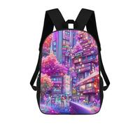 sinyumoney Neon Cityscape with Cherry Blossoms Mochilas Infantiles Impresas En 3D Para Niños, Mochilas Escolares De Moda, Mochilas De Viaje, Mochilas Escolares Para Niños De Primaria 17inch