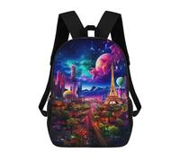 sinyumoney Neon Cityscape with Eiffel Tower Mochilas Impresas En 3D Para Niños, Mochila Escolar, Mochila De Moda Para Niños De Primaria Y Secundaria 17inch