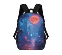sinyumoney Neon Cityscape with Full Moon Mochilas Escolares, De Viaje Y Universitarias Para La Escuela/trabajo/viajes 17inch