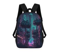 sinyumoney Neon Cityscape with Palm Trees Mochila Escolar Infantil Impresa En 3D Para Niños, Mochilas De Viaje De Alta Capacidad, Bolsas Para Libros, Mochila Escolar Infantil 17inch