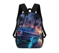 sinyumoney Neon Classic Car Sunset Mochila Escolar Infantil De 17 Pulgadas, Mochila Escolar Impresa En 3D Para Niños De Primaria Y Secundaria