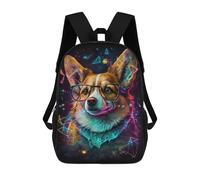 sinyumoney Neon Corgi Glasses Art Print -3 Mochila Infantil De 17 Pulgadas, Mochila Escolar Con Estampado 3D De Dibujos Animados Para Niños Y Adolescentes.