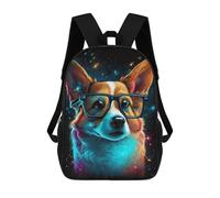 sinyumoney Neon Corgi Glasses Art Print Mochilas Para Niños 17inch Mochila Escolar Mochila Escolar Impresa En 3D Para Niños De Primaria Y Secundaria