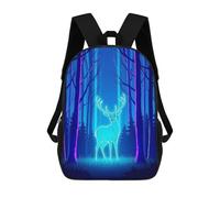 sinyumoney Neon Deer in Blue Forest Mochila Infantil, Mochila Escolar Para Niños, Mochila Escolar Infantil Con Estampado 3D De Dibujos Animados, Mochila De Gran Capacidad Para Niños Y Niñas 17inch