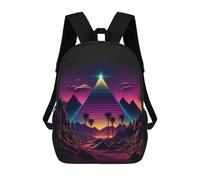 sinyumoney Neon Desert Pyramid Mochila Infantil Para Niñas, Mochila Escolar 3D, Mochila Para Niños Pequeños, Mochila Informal De Día, Mochila Escolar De Moda 17inch
