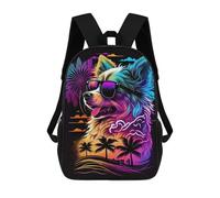 sinyumoney Neon Dog Sunset Art Mochilas Impresas En 3D Para Niños, Mochila Escolar, Mochila Informal Para Exteriores, Mochila Informal De Moda Para Niños, Lindas Bolsas De Viaje 17inch