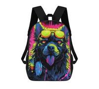 sinyumoney Neon Dog with Headphones Mochilas Escolares Impresas En 3D, Mochila Escolar Informal Para Niños, Mochila Escolar De Moda Para Estudiantes De Secundaria 17inch