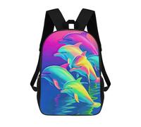 sinyumoney Neon Dolphin Delight Mochila Escolar Para Niñas Y Niños, Mochilas De Gran Capacidad, Mochilas Ligeras Para Niños Y Estudiantes 17inch