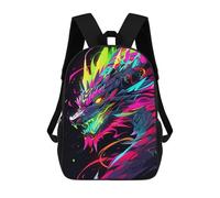 sinyumoney Neon Dragon Art Print Mochila Escolar Infantil De 17 Pulgadas, Mochila Escolar Impresa En 3D Para Niños De Primaria Y Secundaria