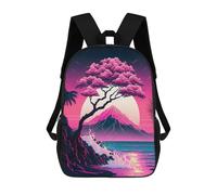 sinyumoney Neon Dreamscape Coastal Bonsai Mochila Escolar Para Niños, Mochila Escolar Impresa En 3D Para Estudiantes De Primaria Y Secundaria 17inch