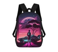 sinyumoney Neon Dreamscape with Car Mochila Infantil Para Niñas, Mochila Escolar 3D, Mochila Para Niños Pequeños, Mochila Informal De Día, Mochila Escolar De Moda 17inch