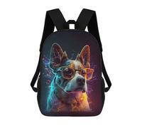 sinyumoney Neon Energetic Dog Portrait Mochila Infantil, Mochila Escolar Impresa En 3D, Mochila Para Niños Y Niñas, Mochila Escolar Ajustable Para La Escuela Primaria 17inch