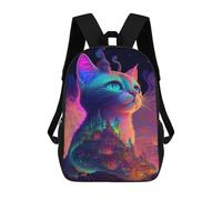 sinyumoney Neon Fantasy Cat Castle Mochilas Infantiles Mochila Escolar Mochila Impresa En 3D Para Niños Mochilas De Viaje Bolsas Para Libros Mochila Escolar Para Niños 17inch