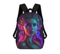 sinyumoney Neon Fantasy Portrait -1 Mochilas Para Niños Mochila Escolar Mochila Escolar Impresa En 3D Para Niños Estudiantes De Primaria Y Secundaria 17inch