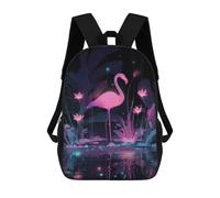 sinyumoney Neon Flamingo in A Dark Garden Mochila Escolar Para Niños, Mochila Escolar De Gran Capacidad Para Niños, Mochila Escolar 3D, Regalos Para Niños 17inch