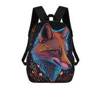 sinyumoney Neon Fox Portrait Mochila Escolar Para Niños De 17 Pulgadas, Mochila Informal De Viaje Para Niños Y Niñas, Mochila De Gran Capacidad Para El Día A Día 17inch