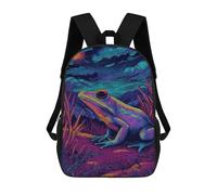 sinyumoney Neon Frog in Night Scene Mochila Escolar Impresa En 3D 17inch Mochila Escolar Infantil Mochilas De Viaje Mochila Informal De Moda Para Niños Y Estudiantes