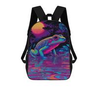 sinyumoney Neon Frog Reflections Mochila Infantil De 17 Pulgadas, Mochila Escolar Con Estampado 3D De Dibujos Animados Para Niños Y Adolescentes.