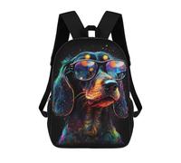 sinyumoney Neon Galaxy Dog Sunglasses Mochila Escolar Infantil De 17 Pulgadas, Mochila Escolar Impresa En 3D Para Niños De Primaria Y Secundaria