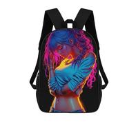 sinyumoney Neon Girl Portrait Mochila Escolar Infantil Impresa En 3D 17inch Mochilas De Moda Para Niños De Primaria Y Secundaria