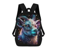 sinyumoney Neon Goat with Glasses Mochila Escolar Infantil Impresa En 3D Para Niños, Mochila De Viaje De Alta Capacidad, Mochilas Para Libros De 17 Pulgadas Para Niños