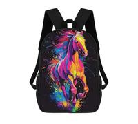 sinyumoney Neon Horse Art Mochila Infantil Para Niñas Y Niños, Mochila De Día, Escuela Primaria, Perfecta Para La Vuelta Al Cole O Educación Física, Regalos Y Viajes 17inch