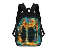 sinyumoney Neon Horse Reflection Mochilas Infantiles Mochila Escolar Mochila Impresa En 3D Para Niños Mochilas De Viaje Bolsas Para Libros Mochila Escolar Para Niños 17inch