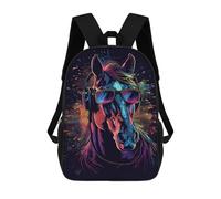 sinyumoney Neon Horse with Sunglasses Mochila Escolar Infantil De 17 Pulgadas, Impresa En 3D, Estilo Casual, Para Niños, Ideal Para Viajes, Como Mochila Escolar O Para Llevar Libros.