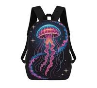 sinyumoney Neon Jellyfish in Space Illustration Mochila Infantil Para Niñas Y Niños, Mochila De Día, Escuela Primaria, Perfecta Para La Vuelta Al Cole O Educación Física, Regalos Y Viajes 17inch