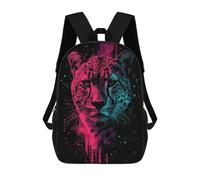 sinyumoney Neon Leopard Portrait Mochila Escolar Para Niños De 17 Pulgadas, Mochila Informal De Viaje Para Niños Y Niñas, Mochila De Gran Capacidad Para El Día A Día 17inch